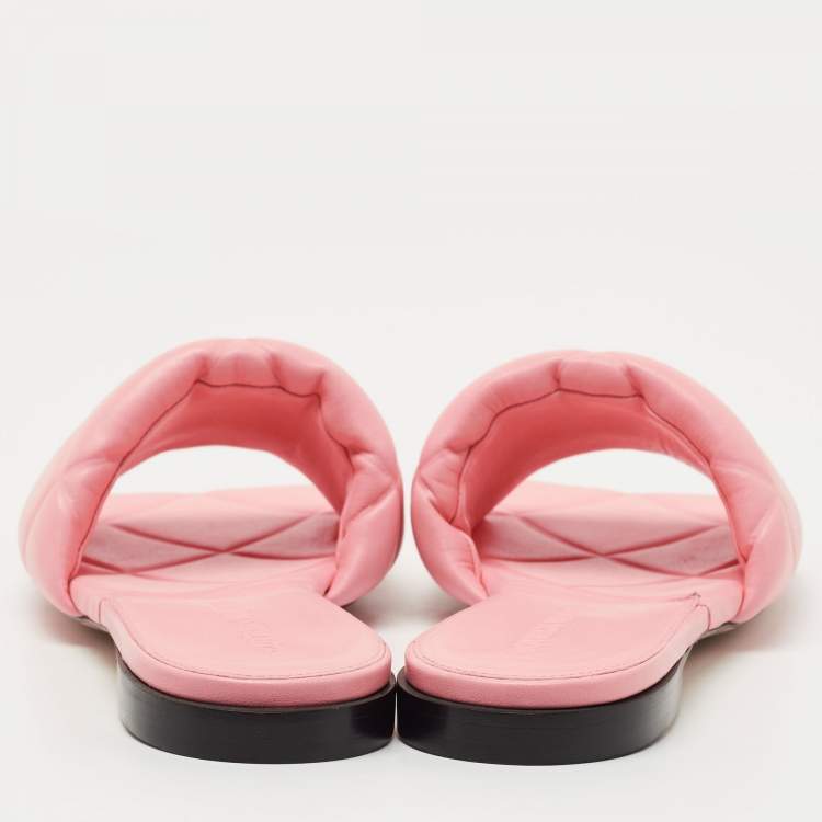 مملوكة مسبقًا Bottega Veneta Pink Leather Lido Slides Size 37.5