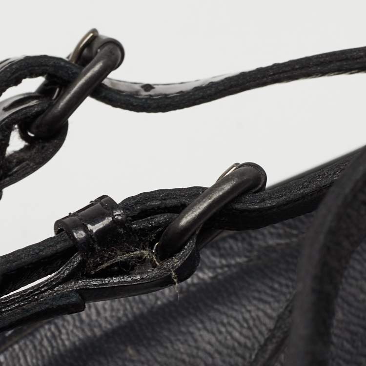 Pre Owned Bottega Veneta Black/Brown Patent Leather Flat Strappy Sandals Size 39.5