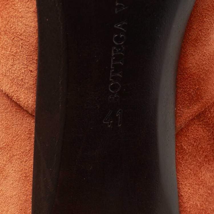 Pre Owned Bottega Veneta Orange Suede Knee Length Boots Size 41