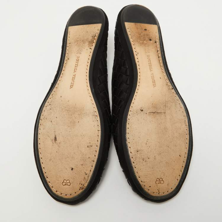 Pre Owned Bottega Veneta Black Intrecciato Leather Smoking Slippers Size 36