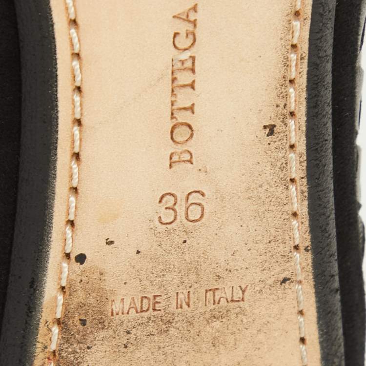 Pre Owned Bottega Veneta Black Intrecciato Leather Smoking Slippers Size 36