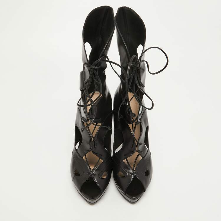 مملوكة مسبقًا Bottega Veneta Black Leather Cage Platform Sandals Size 40 
