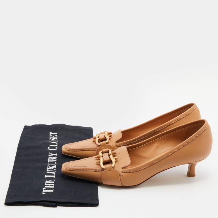 مملوكة مسبقًا Bottega Veneta Beige Leather Madame Pumps Size 37.5