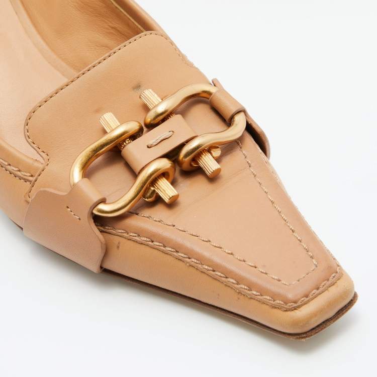 مملوكة مسبقًا Bottega Veneta Beige Leather Madame Pumps Size 37.5