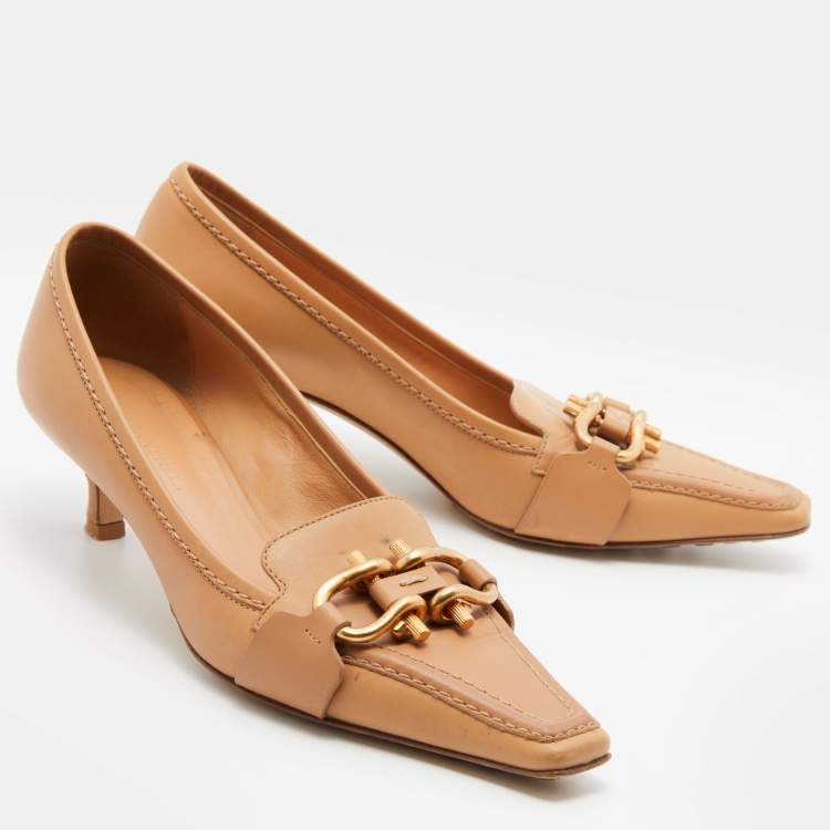 مملوكة مسبقًا Bottega Veneta Beige Leather Madame Pumps Size 37.5