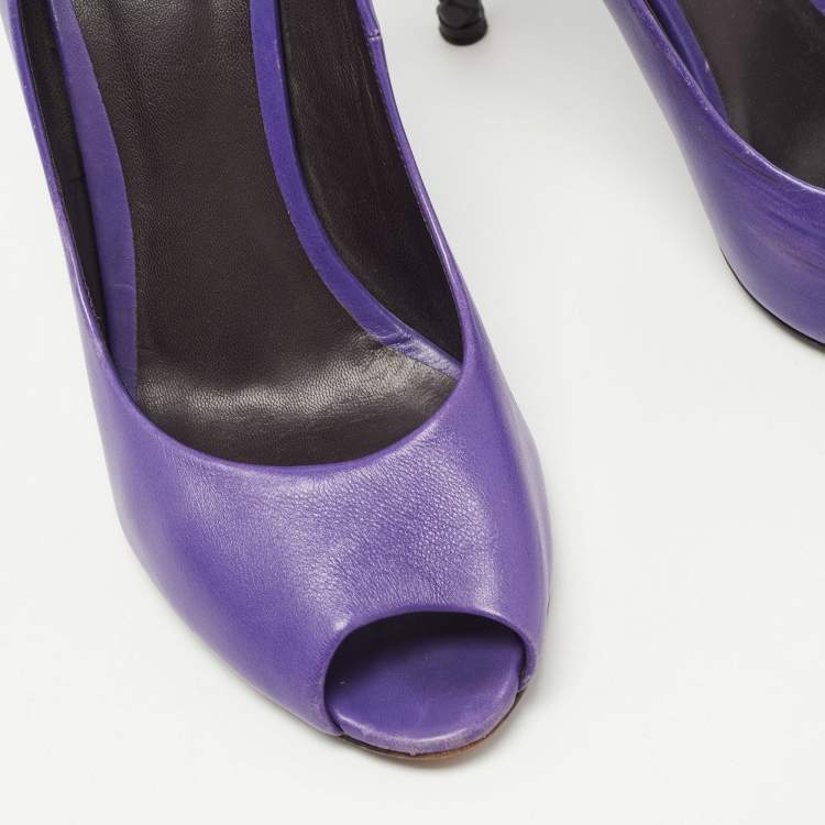 Pre Owned Bottega Veneta Purple Suede Peep Toe Pumps Size 39.5