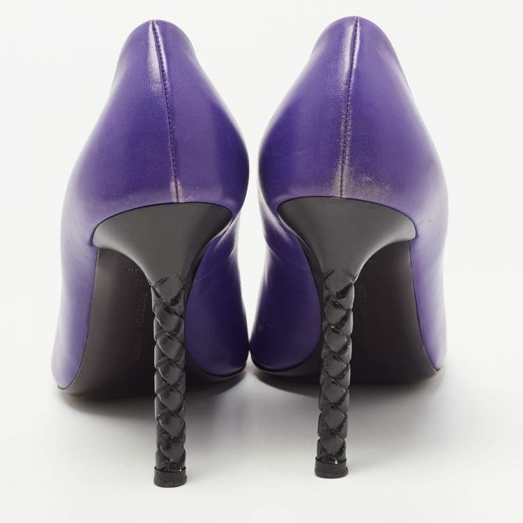 Pre Owned Bottega Veneta Purple Suede Peep Toe Pumps Size 39.5