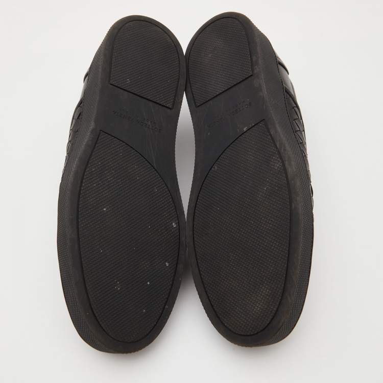 Pre Owned Bottega Veneta Black Intrecciato Leather Dodger Sneakers Size 38
