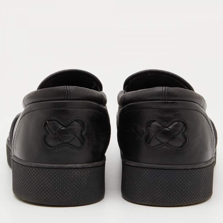 Pre Owned Bottega Veneta Black Intrecciato Leather Dodger Sneakers Size 38