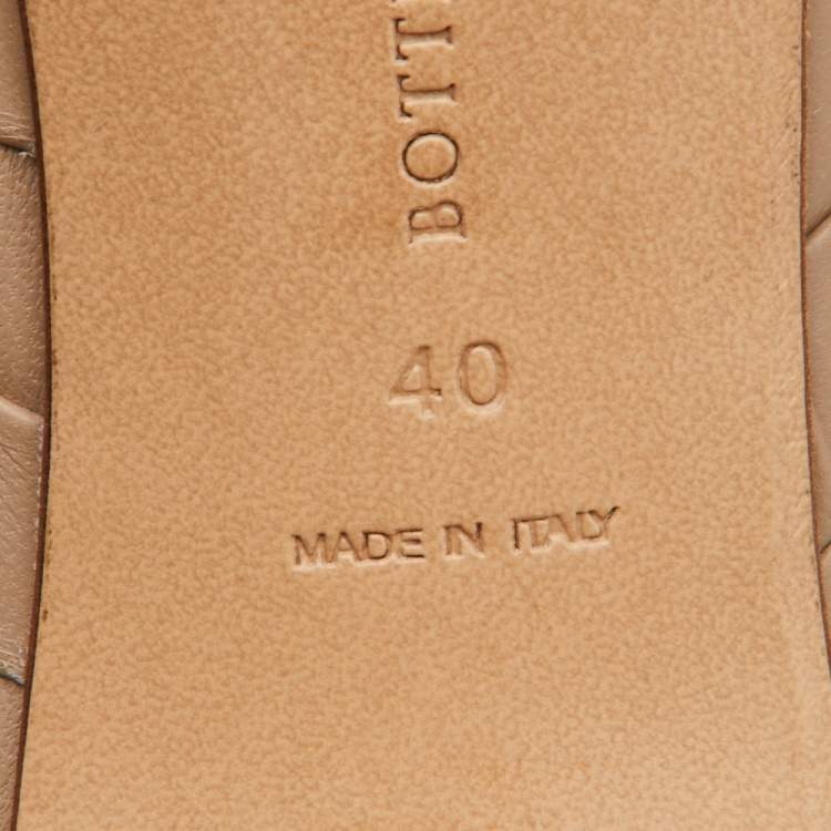 Pre Owned Bottega Veneta Light Brown Intrecciato Leather Mules Size 40