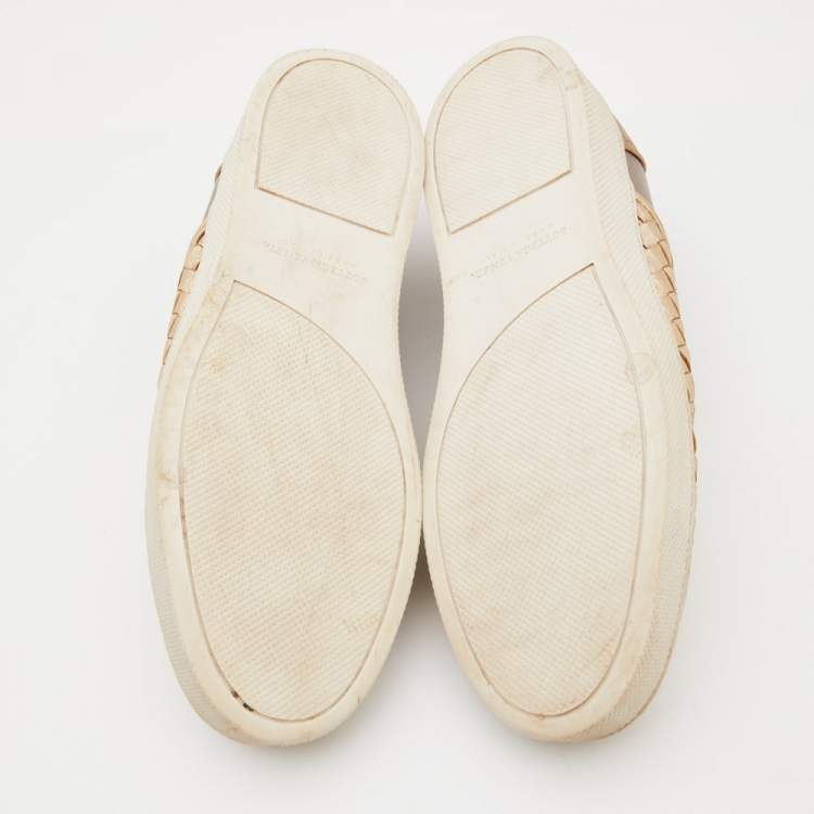 Pre Owned Bottega Veneta Tricolor Intrecciato Leather Dodger Slip On Sneakers Size 38