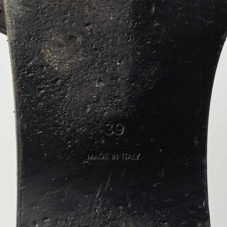 Pre Owned Bottega Veneta Black Intrecciato Leather Flat Slides Size 39