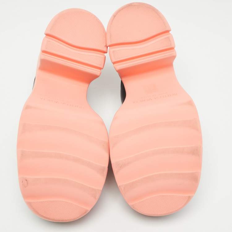 Pre Owned Bottega Veneta Black/ Pink Leather Flash Mules Size 38