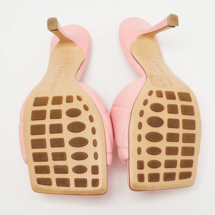 Pre Owned Bottega Veneta Pink Quilted Leather Lido Slide Sandals Size 37