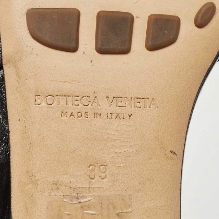 Pre Owned Bottega Veneta Black Leather bv Point Slingback Flat Sandals Size 39