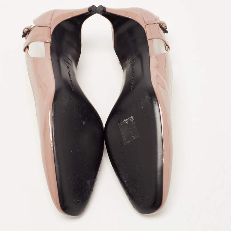مملوكة مسبقًا Bottega Veneta Dusty Pink Patent Leather Intrecciato Detail Pumps Size 39.5