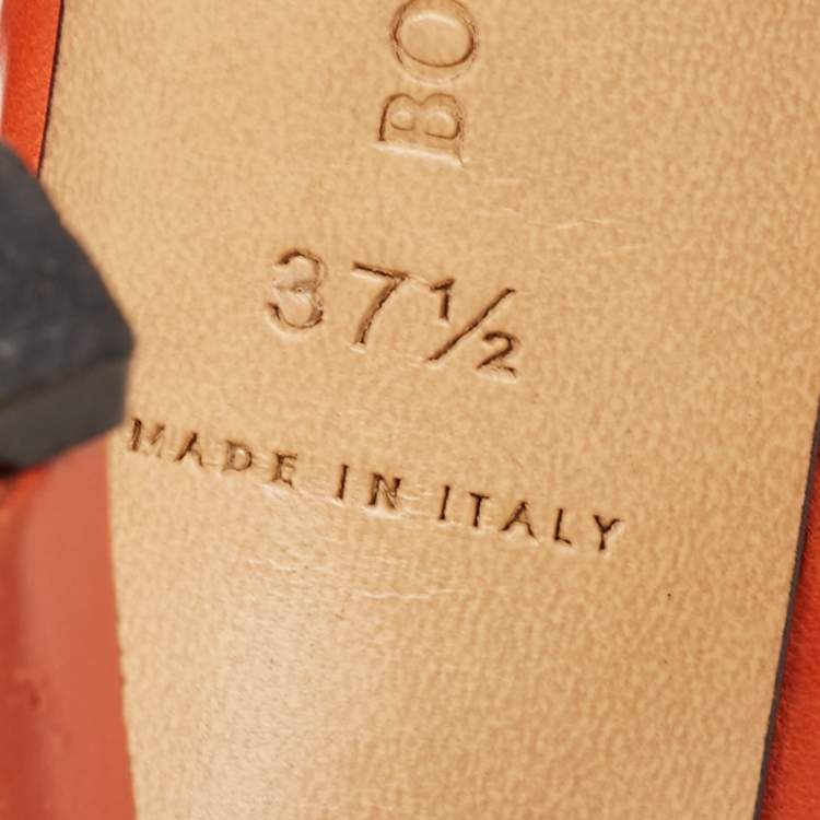 Pre Owned Bottega Veneta Orange Leather Lido Sandals  Size 37.5