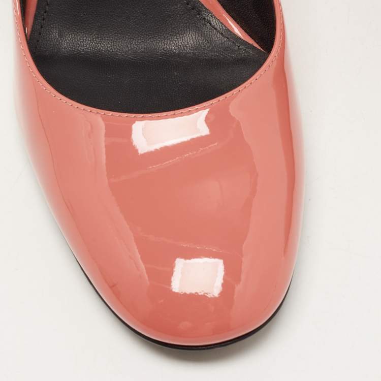 Pre Owned Bottega Veneta Orange Patent  Round Toe Pumps Size 37
