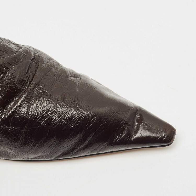 مملوكة مسبقًا Bottega Veneta Dark Brown Leather Pointed Toe Slingback Flats Size 38
