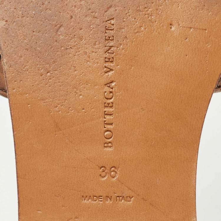 Pre Owned Bottega Veneta Metallic Intrecciato Leather Flat Slides Size 36