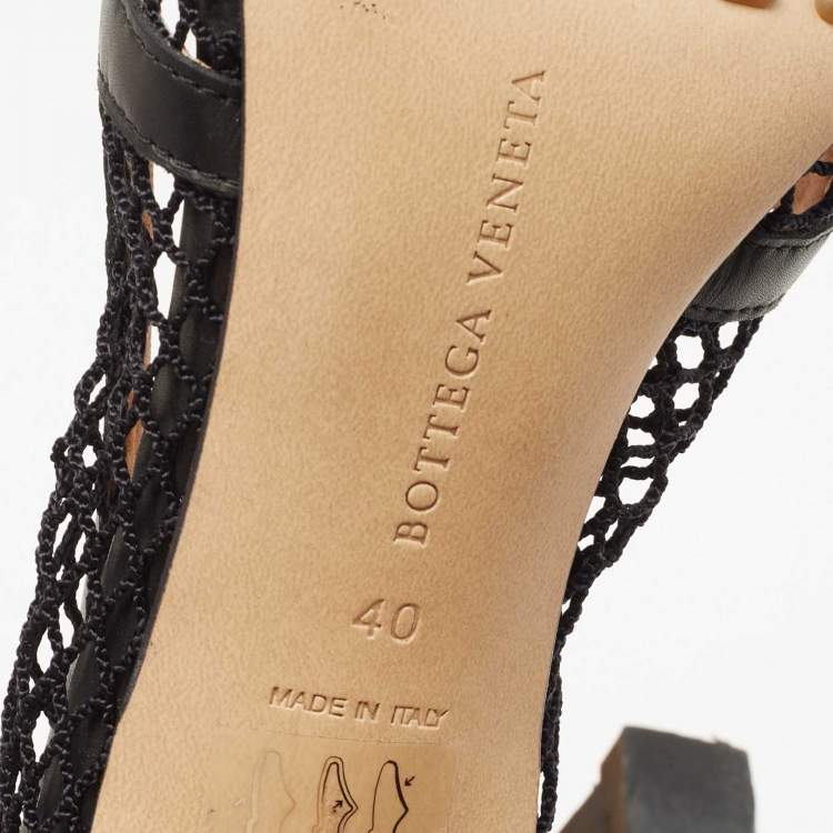 Pre Owned Bottega Veneta Black Mesh and Leather Stretch Pumps Size 40