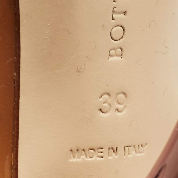 Pre Owned Bottega Veneta Brown Patent Leather Peep Toe Pumps Size 39