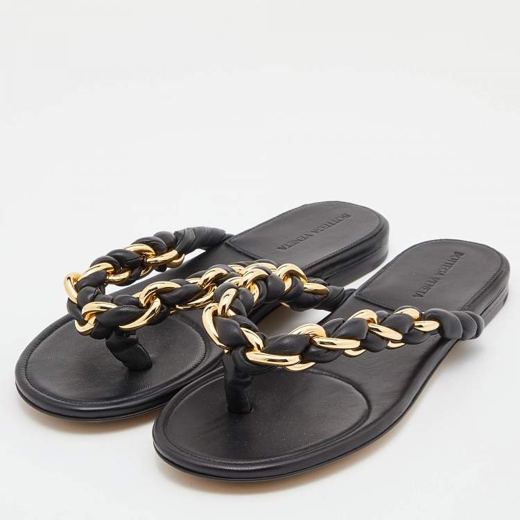 Dot leather thong sandals in beige - Bottega Veneta