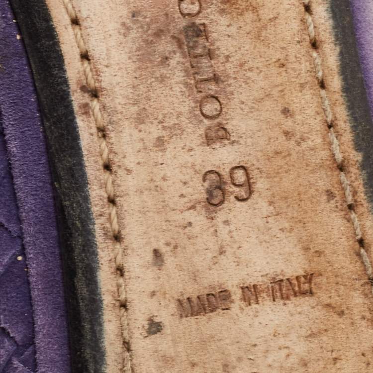 Pre Owned Bottega Veneta Purple Intrecciato Suede Smoking Slippers Size 39