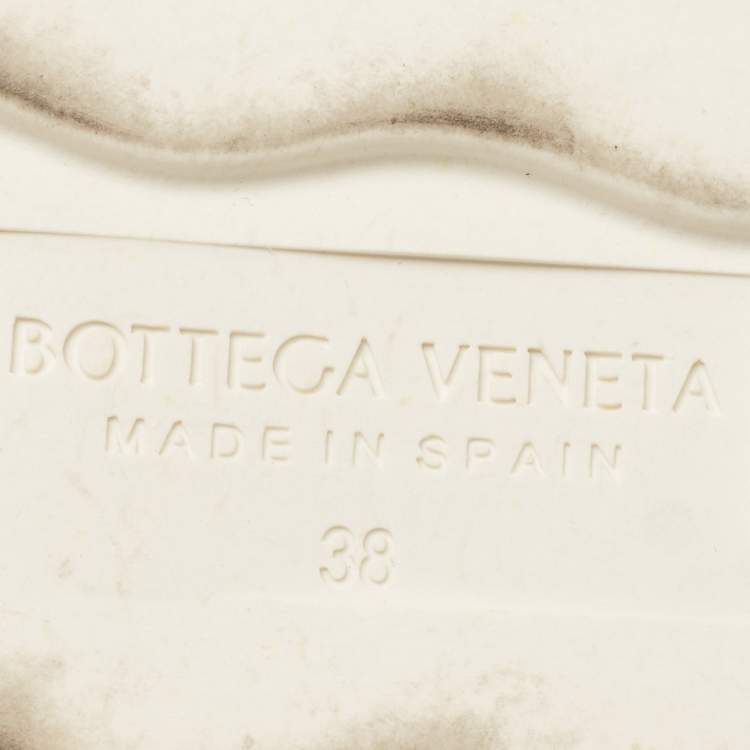 Pre Owned Bottega Veneta White Mesh and Leather Wedge Espadrilles Size 38