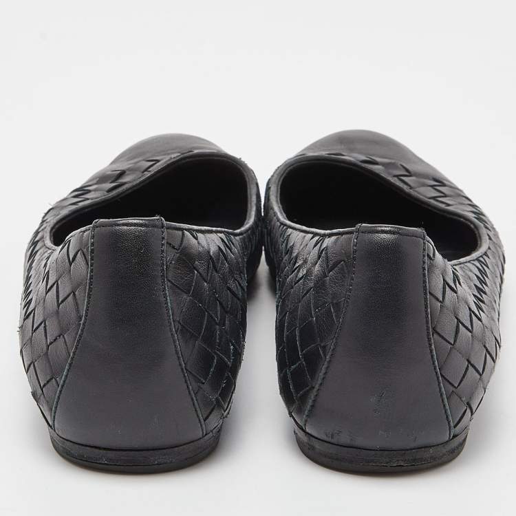 مملوكة مسبقًا Bottega Veneta Black Intrecciato Leather Ballet Flats Size 38.5