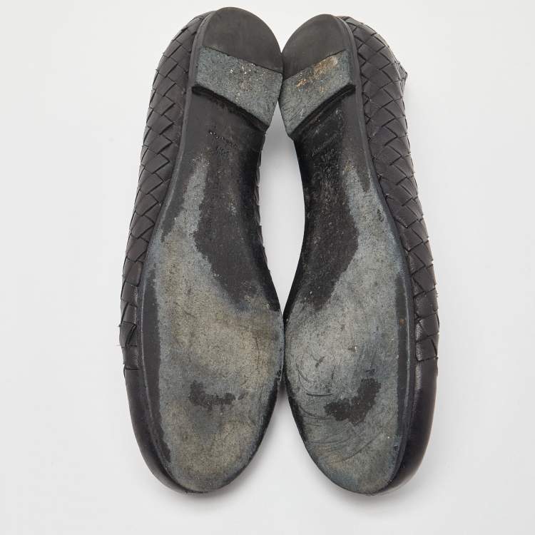 مملوكة مسبقًا Bottega Veneta Black Intrecciato Leather Ballet Flats Size 38.5
