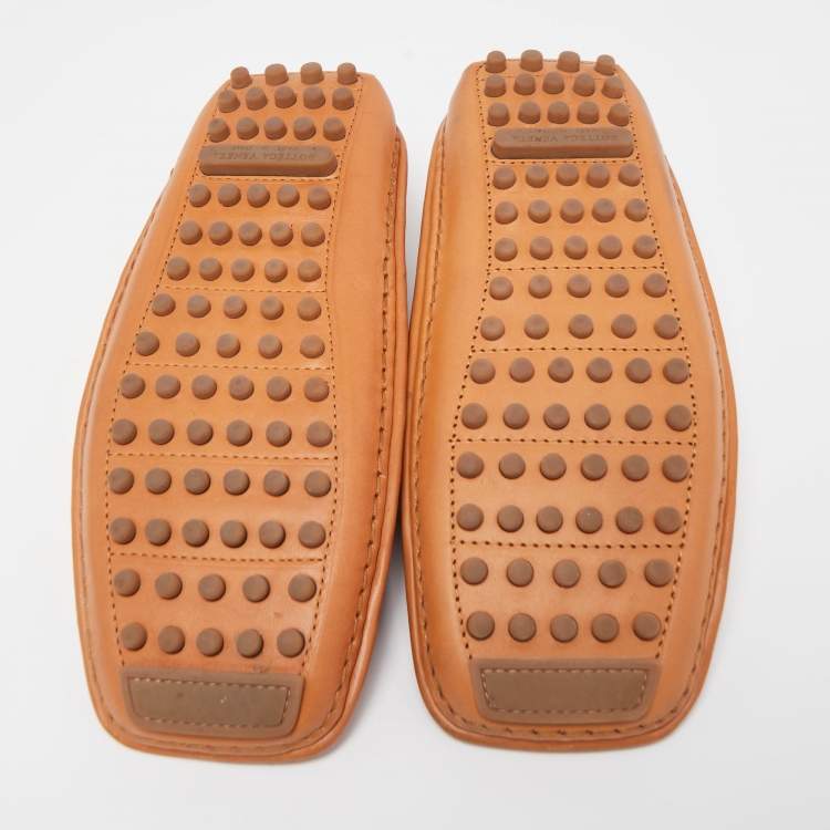 Pre Owned Bottega Veneta Tan Intrecciato Leather Douglas Loafers Size 37
