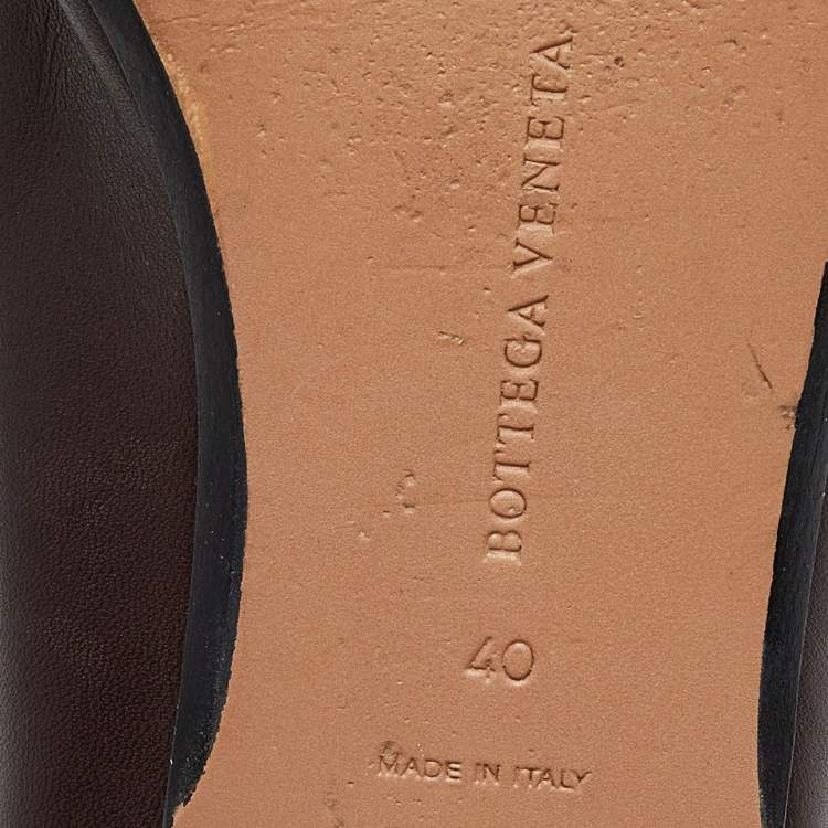 Pre Owned Bottega Veneta Brown Leather Almond Toe Ballet Flats Size 40