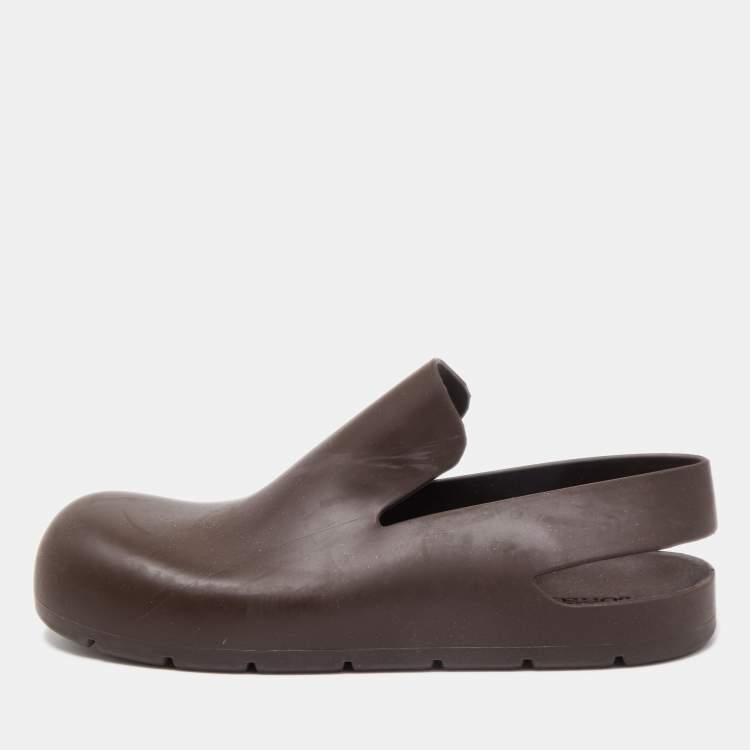 Pre Owned Bottega Veneta Brown Rubber Puddle Sandals Size 39