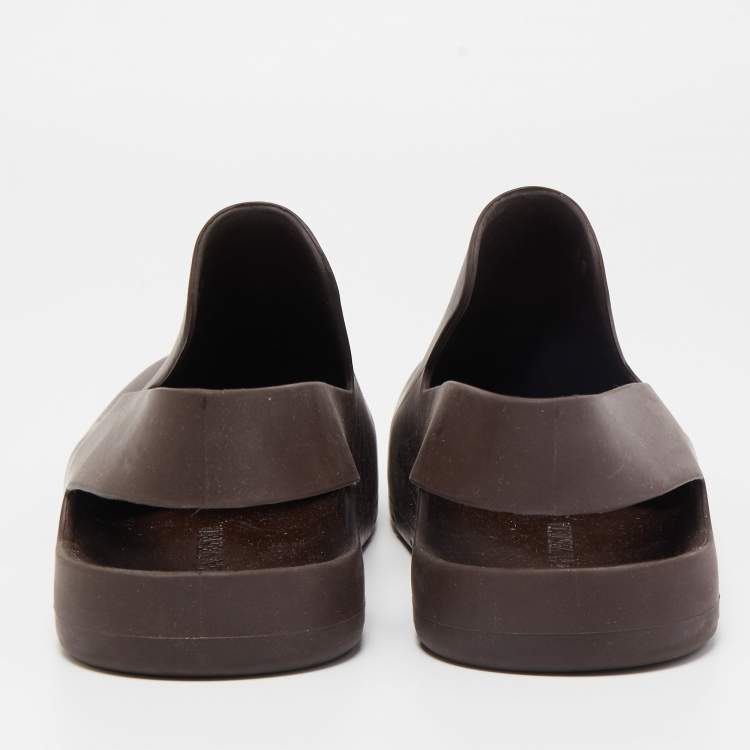 Pre Owned Bottega Veneta Brown Rubber Puddle Sandals Size 39