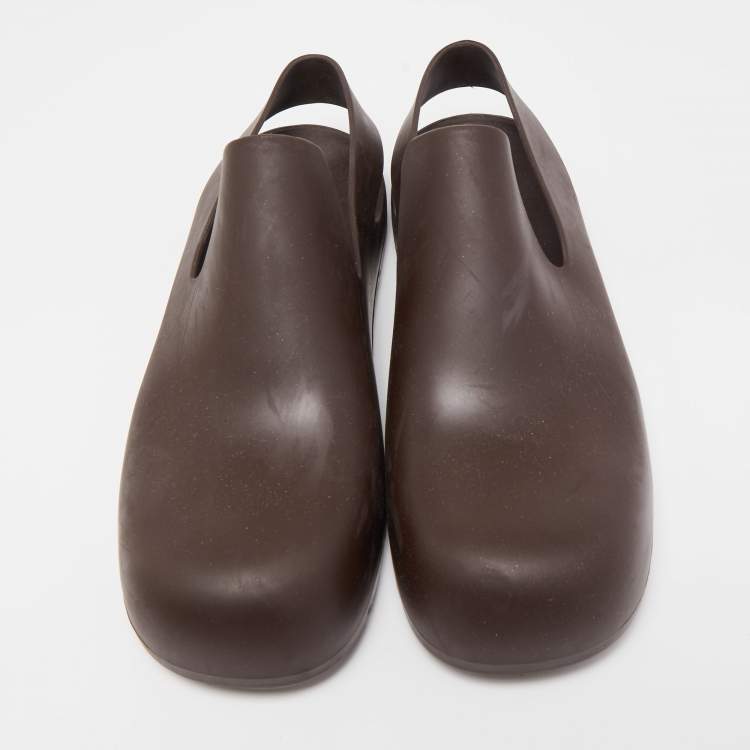 Pre Owned Bottega Veneta Brown Rubber Puddle Sandals Size 39