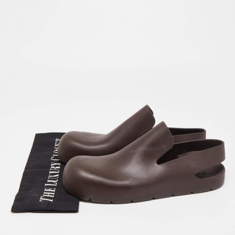 Pre Owned Bottega Veneta Brown Rubber Puddle Sandals Size 39