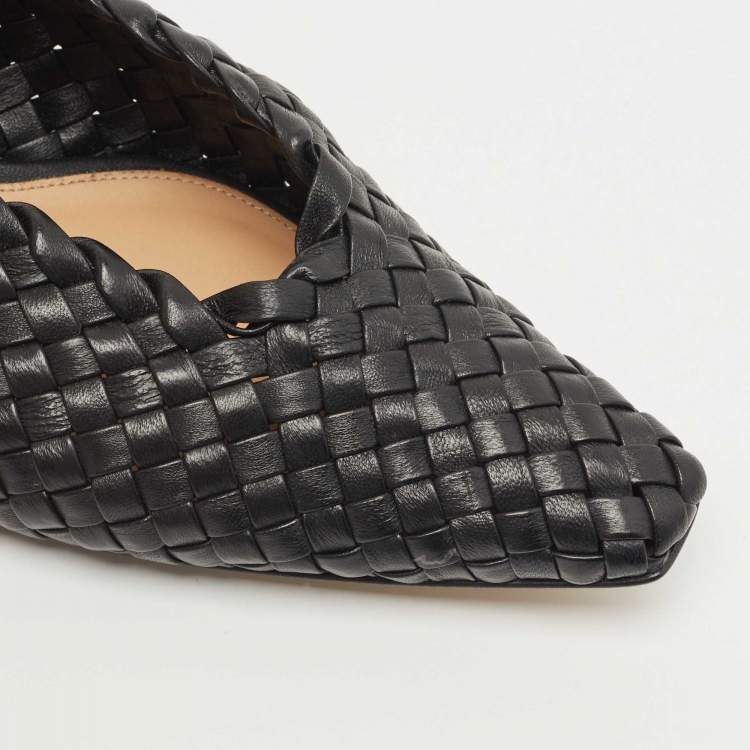 Pre Owned Bottega Veneta Black Leather Intrecciato Loafers Size 41  