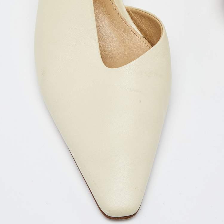 Pre Owned Bottega Veneta Beige Leather Slingback D'orsay Pumps Size 38