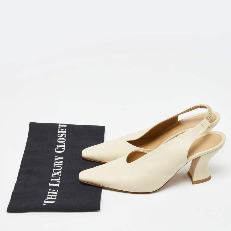 Pre Owned Bottega Veneta Beige Leather Slingback D'orsay Pumps Size 38
