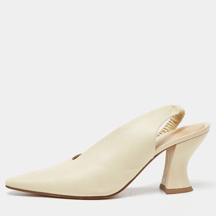 Pre Owned Bottega Veneta Beige Leather Slingback D'orsay Pumps Size 38