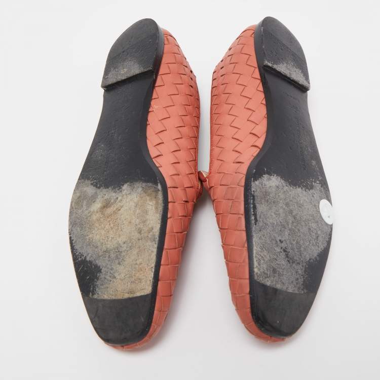 Pre Owned Bottega Veneta Pink Intrecciato Leather Smoking Slippers Size 36.5 