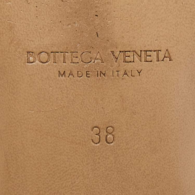 مملوكة مسبقًا Bottega Veneta Brown Woven Straw Lido Flat Slide Sandals Size 38