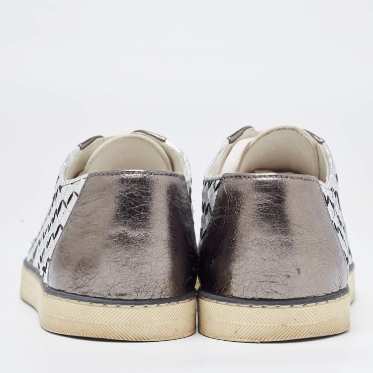 Pre Owned Bottega Veneta Tricolor Suede And Intrecciato Leather Low Top Sneakers Size 37.5