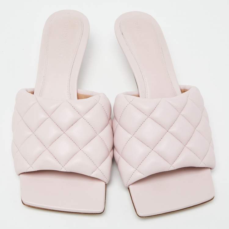 مملوكة مسبقًا Bottega Veneta Pink Leather Lido Slide Sandals Size 38