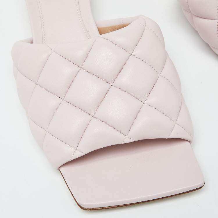 مملوكة مسبقًا Bottega Veneta Pink Leather Lido Slide Sandals Size 38
