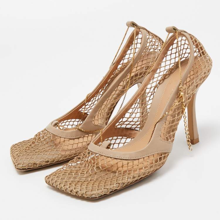 Bottega veneta discount mesh pumps beige