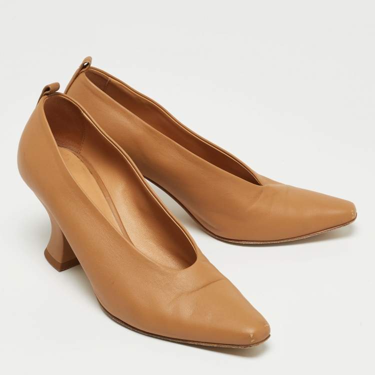 Pre Owned Bottega Veneta Brown Leather Pointed Toe Pumps Size 36   