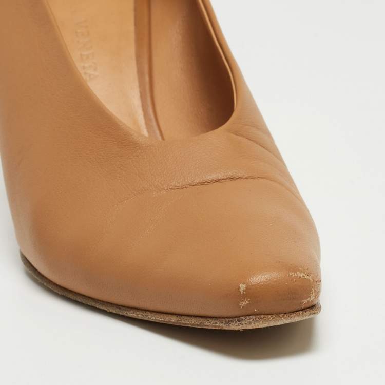 Pre Owned Bottega Veneta Brown Leather Pointed Toe Pumps Size 36   