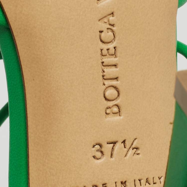 Pre Owned Bottega Veneta Green Mesh Stretch Ankle Tie Pumps Size 37.5